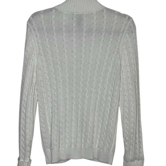 Lauren Ralph Lauren Sweater White Cable
Knit Stand Collar Zip Pockets Size L,EUC - Picture 4 of 8